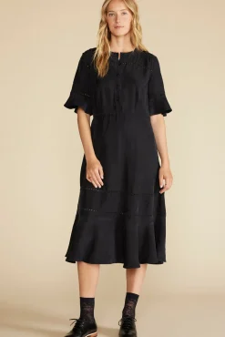 Dresses^Amour Vert Adaline Embroidered Cupro Dress Black