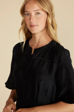 Dresses^Amour Vert Adaline Embroidered Cupro Dress Black