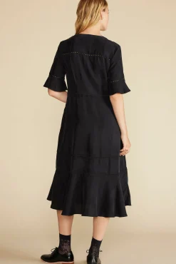 Dresses^Amour Vert Adaline Embroidered Cupro Dress Black