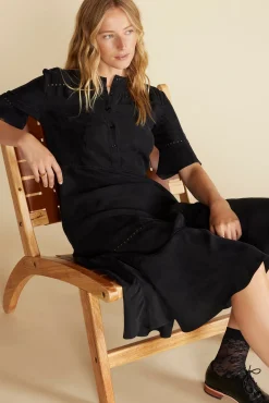 Dresses^Amour Vert Adaline Embroidered Cupro Dress Black