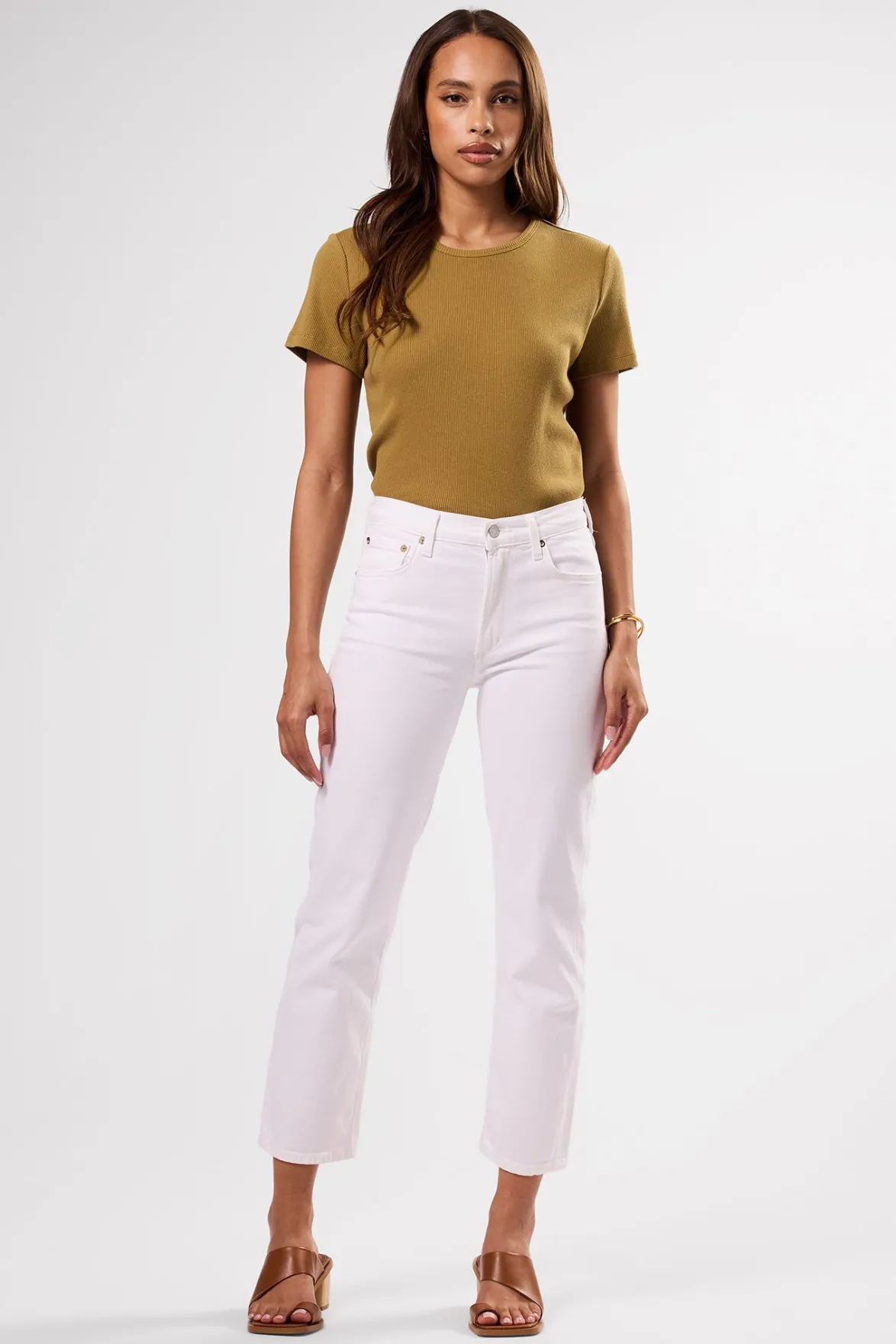 Denim|Pants^Amour Vert AGOLDE Kye Mid Rise Straight Crop SourCream