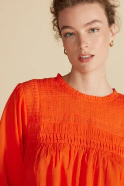 Blouses & Shirts|Tops^Amour Vert Aida Long Sleeve Organic Cotton Blouse ClementineOrange