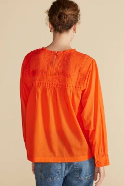 Blouses & Shirts|Tops^Amour Vert Aida Long Sleeve Organic Cotton Blouse ClementineOrange