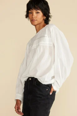 Blouses & Shirts|Tops^Amour Vert Aida Long Sleeve Organic Cotton Blouse White