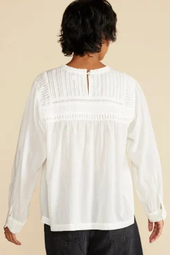 Blouses & Shirts|Tops^Amour Vert Aida Long Sleeve Organic Cotton Blouse White