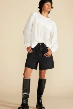 Blouses & Shirts|Tops^Amour Vert Aida Long Sleeve Organic Cotton Blouse White