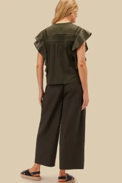 Blouses & Shirts|Tops^Amour Vert Aida Organic Cotton Blouse OliveGreen