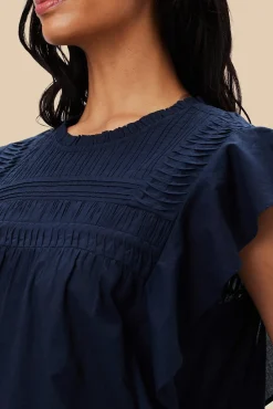 Blouses & Shirts|Tops^Amour Vert Aida Organic Cotton Blouse NavyBlue