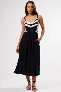 Dresses|Clearance^Amour Vert Anais Organic Cotton Crochet Dress BlackWhite