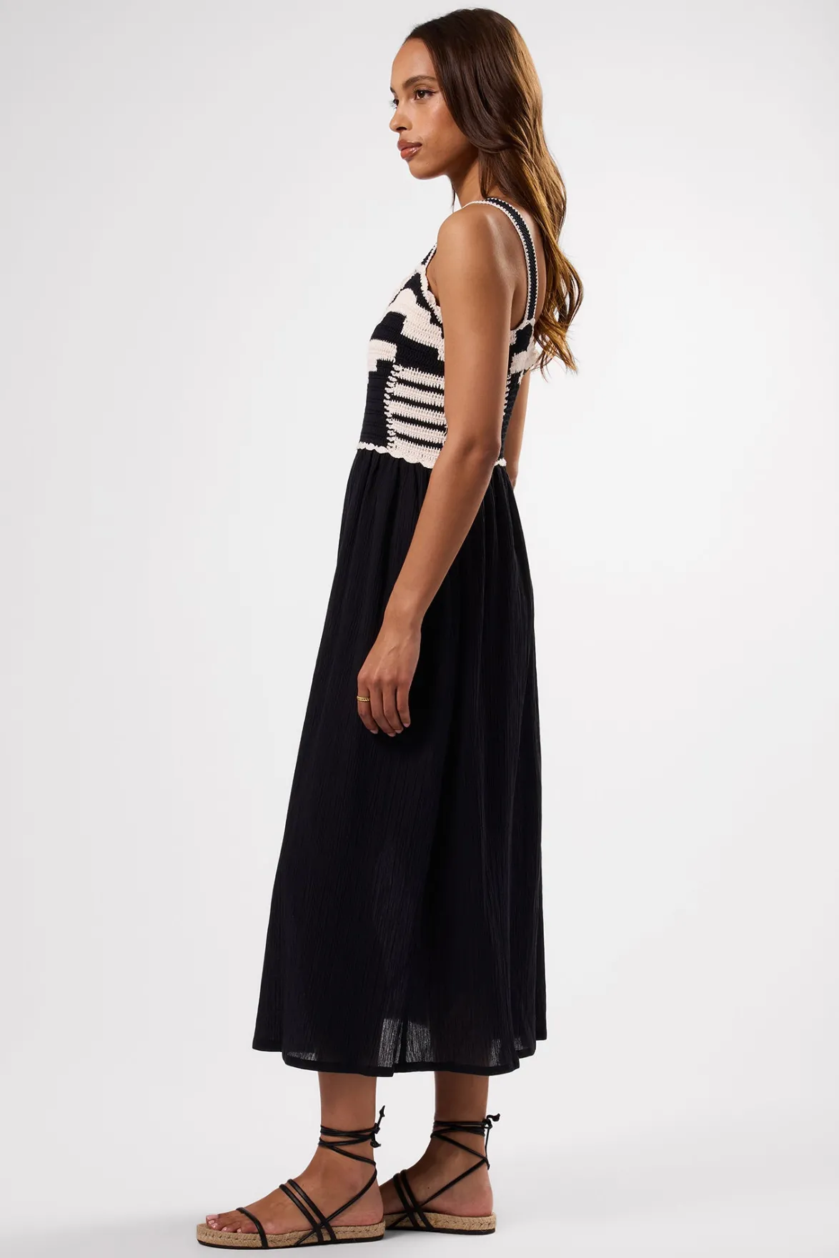 Dresses|Clearance^Amour Vert Anais Organic Cotton Crochet Dress BlackWhite