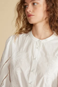 Blouses & Shirts|Tops^Amour Vert Angelique Puff Sleeve Poplin Blouse White