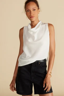 Tops^Amour Vert Ann Draped Tank Ivory