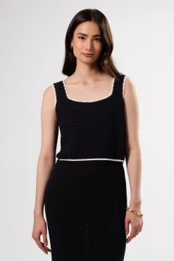 Tops|Clearance^Amour Vert Antibes Crochet Tank BlackIvory