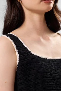 Tops|Clearance^Amour Vert Antibes Crochet Tank BlackIvory