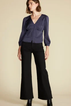 Blouses & Shirts|Tops^Amour Vert Aurelie Stretch Silk Bustier Blouse NightSkyBlue