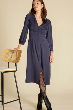 Dresses|Clearance^Amour Vert Aurelie Stretch Silk Bustier Dress NightSkyBlue