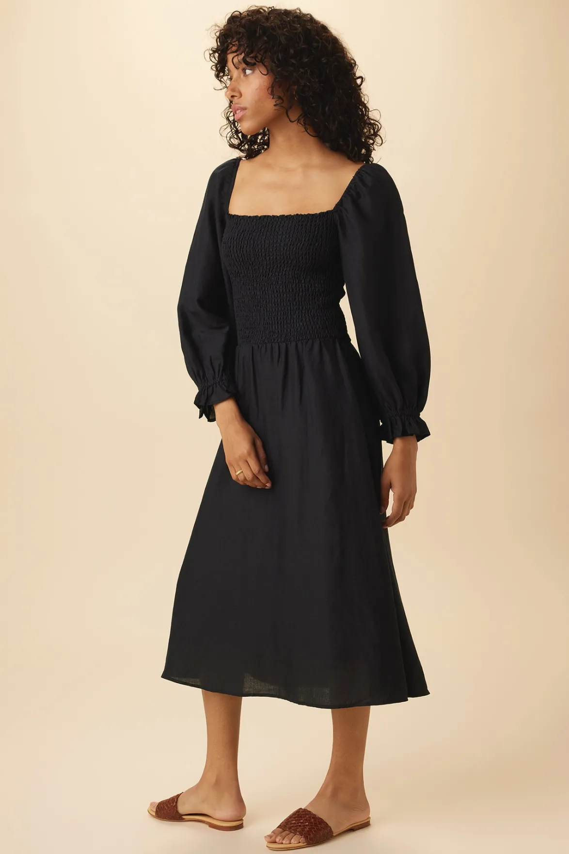 Dresses|Clearance^Amour Vert Averill Ramie Viscose Dress Black