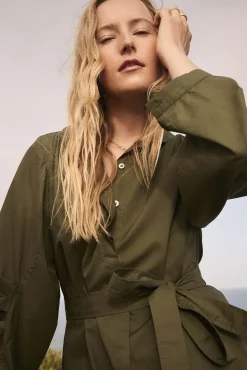 Dresses^Amour Vert Averi Organic Cotton Shirt Dress OliveGreen