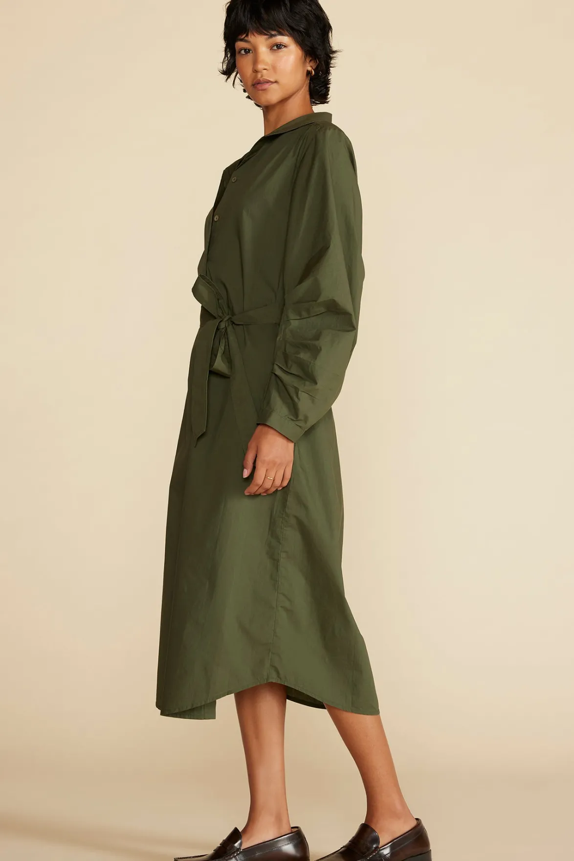 Dresses^Amour Vert Averi Organic Cotton Shirt Dress OliveGreen