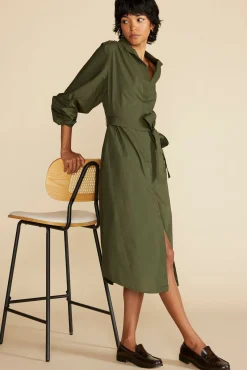 Dresses^Amour Vert Averi Organic Cotton Shirt Dress OliveGreen