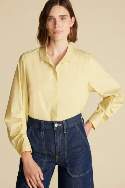 Blouses & Shirts|Tops^Amour Vert Averi Pleated Poplin Blouse AniseYellow