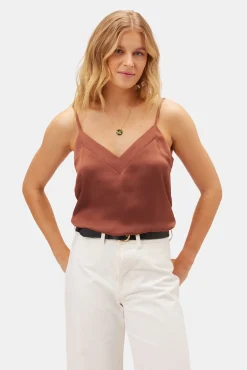 Tops|Clearance^Amour Vert Barlow Recycled Sateen Tank Cafe