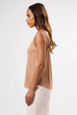 Tops|Clearance^Amour Vert Barlow Stretch Silk Tank Biscotti