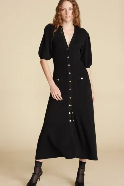 Dresses^Amour Vert Benoite Knit Shirt Dress Black