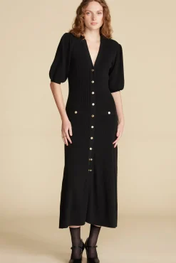 Dresses^Amour Vert Benoite Knit Shirt Dress Black