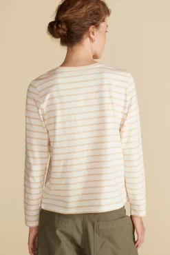 Tops|Tees^Amour Vert Berkeley Long Sleeve Tee IvoryandBiscottiBeigeStripe
