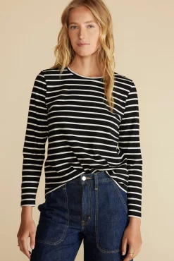 Tops|Tees^Amour Vert Berkeley Long Sleeve Tee BlackandIvoryStripe