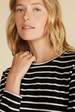 Tops|Tees^Amour Vert Berkeley Long Sleeve Tee BlackandIvoryStripe