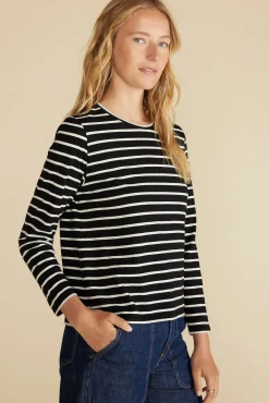 Tops|Tees^Amour Vert Berkeley Long Sleeve Tee BlackandIvoryStripe