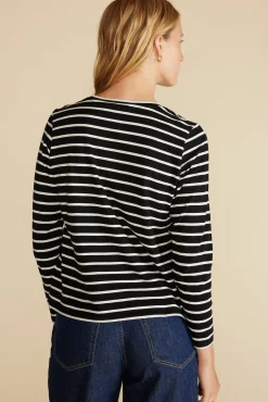 Tops|Tees^Amour Vert Berkeley Long Sleeve Tee BlackandIvoryStripe