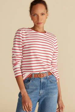 Tops|Tees^Amour Vert Berkeley Long Sleeve Tee IvoryandRedStripe