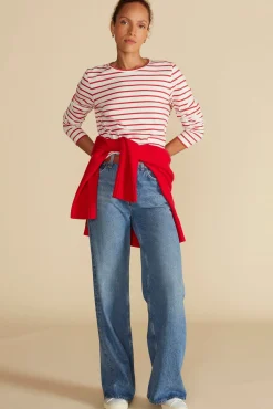 Tops|Tees^Amour Vert Berkeley Long Sleeve Tee IvoryandRedStripe