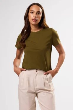 Tops|Tees^Amour Vert Berkeley Organic Cotton Tee OliveGreen