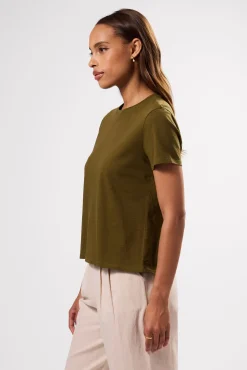 Tops|Tees^Amour Vert Berkeley Organic Cotton Tee OliveGreen