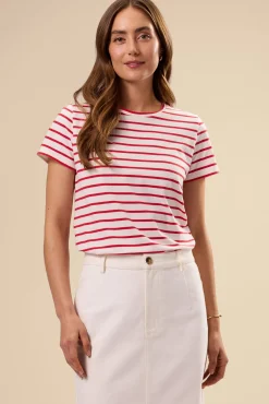 Tops|Tees^Amour Vert Berkeley Organic Cotton Tee IvoryRedStripe
