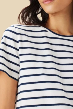 Tops|Tees^Amour Vert Berkeley Organic Cotton Tee IvoryNavyBlueStripe
