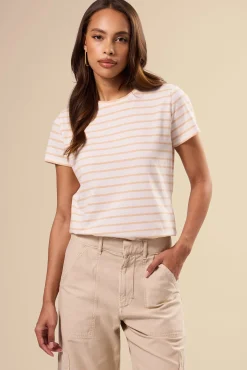 Tops|Tees^Amour Vert Berkeley Organic Cotton Tee IvoryBiscottiStripe