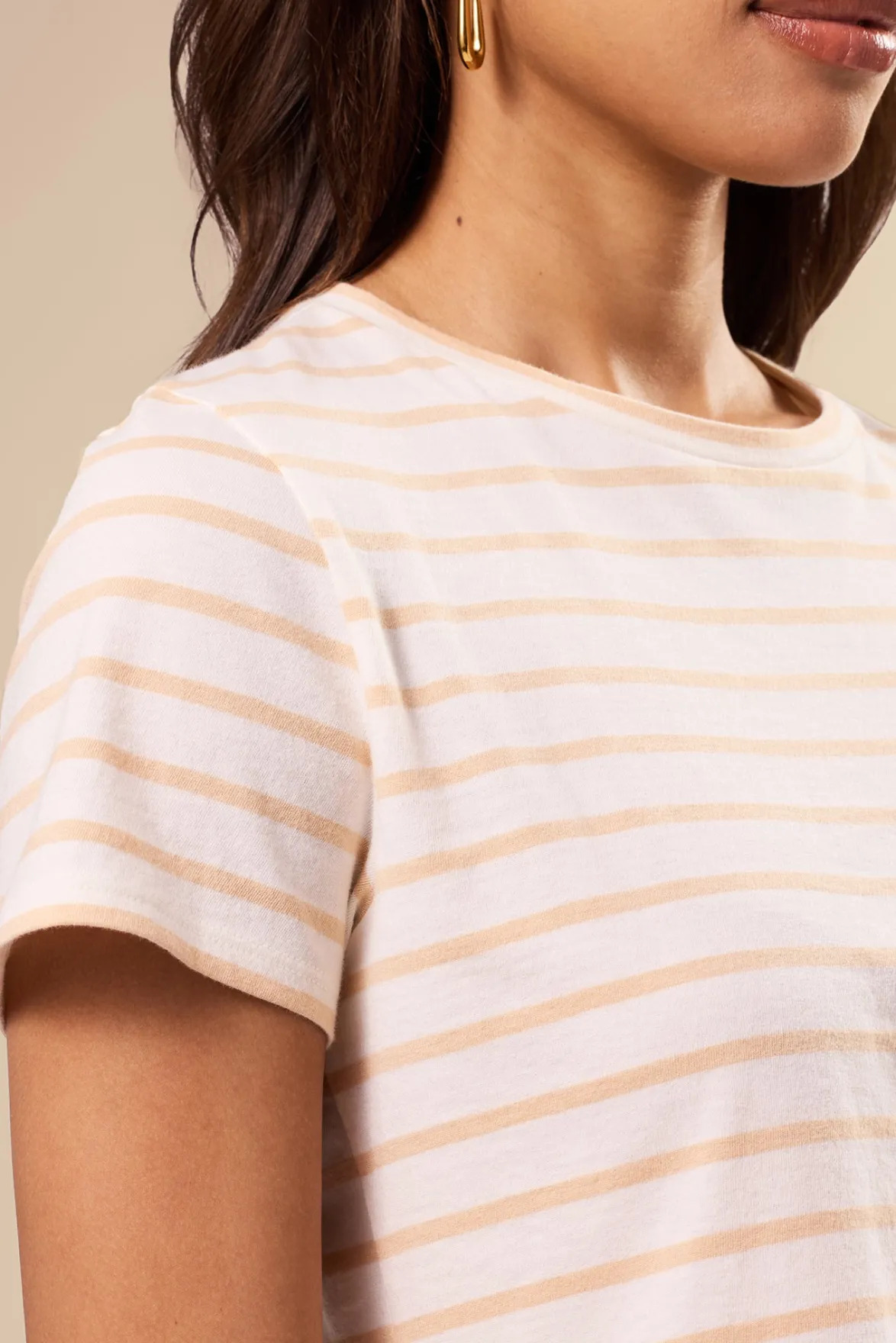 Tops|Tees^Amour Vert Berkeley Organic Cotton Tee IvoryBiscottiStripe