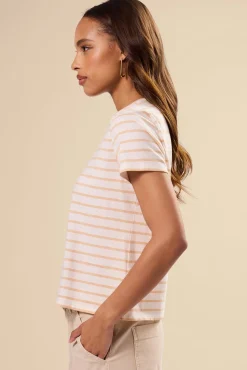 Tops|Tees^Amour Vert Berkeley Organic Cotton Tee IvoryBiscottiStripe