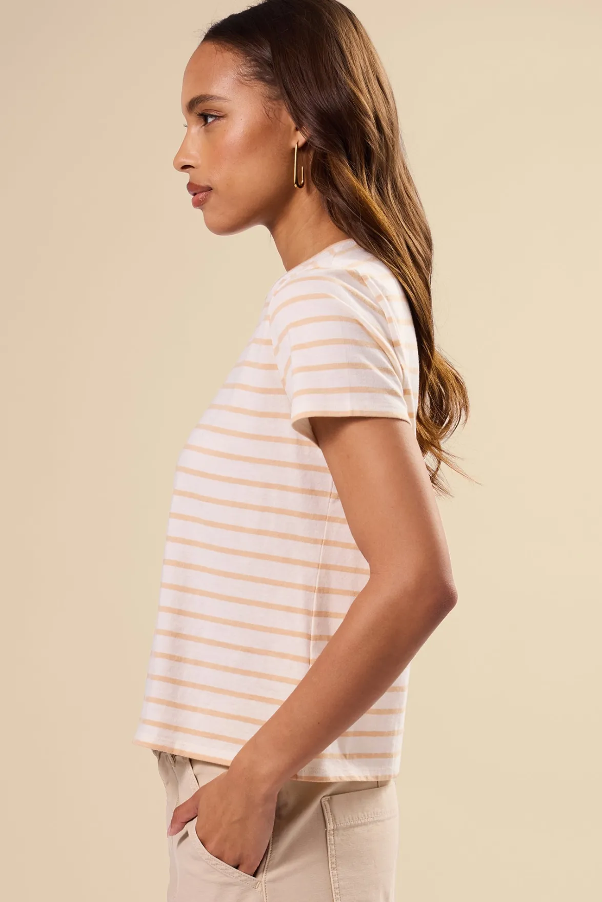 Tops|Tees^Amour Vert Berkeley Organic Cotton Tee IvoryBiscottiStripe