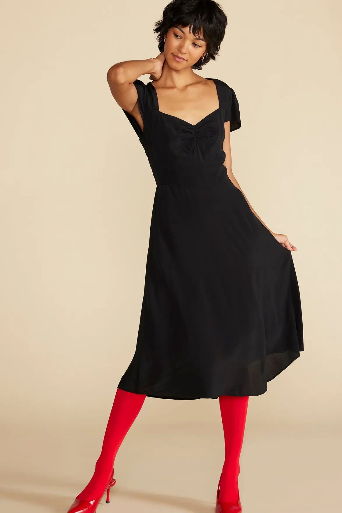 Dresses|Clearance^Amour Vert Beryl Crepe Midi Dress Black