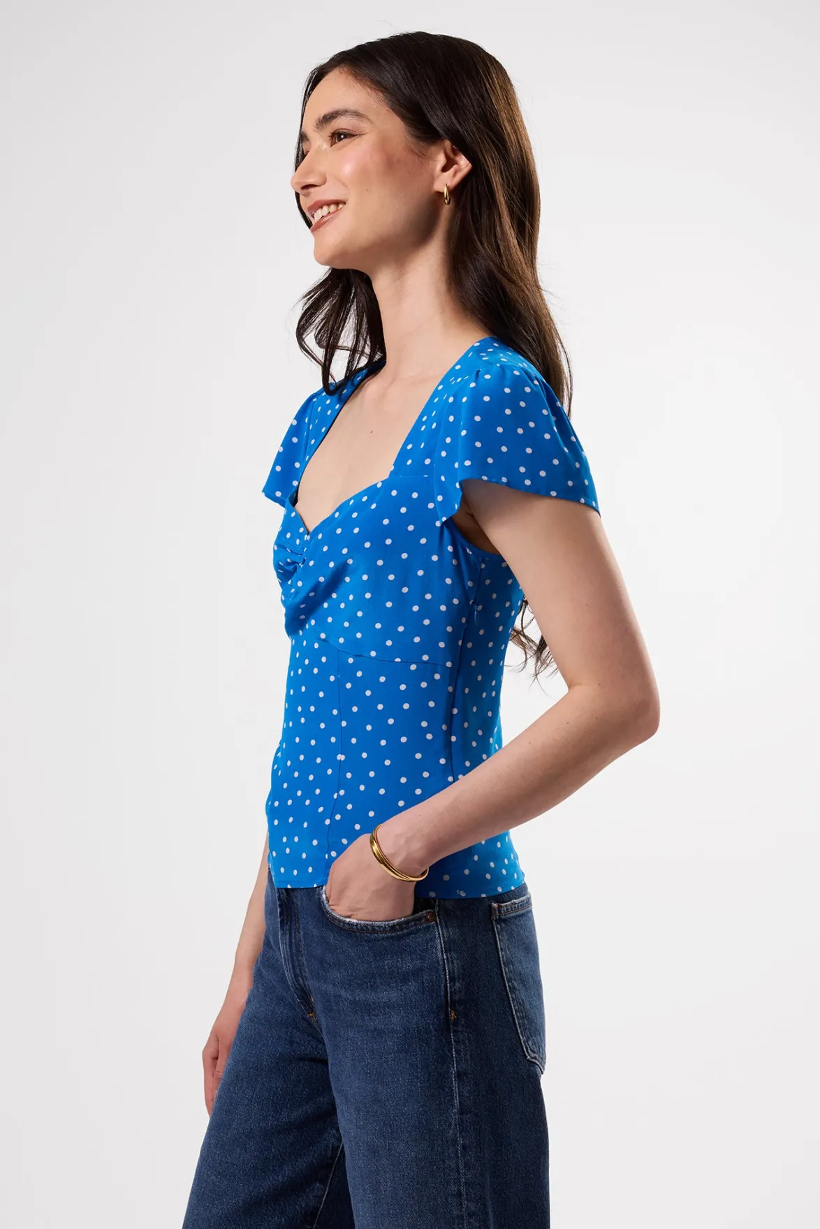 Tops|Clearance^Amour Vert Beryl Washable Silk Blouse RivieraDotTurquoise