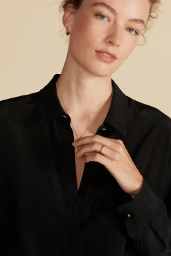 Blouses & Shirts|Tops^Amour Vert Bixby Washable Silk Blouse Black