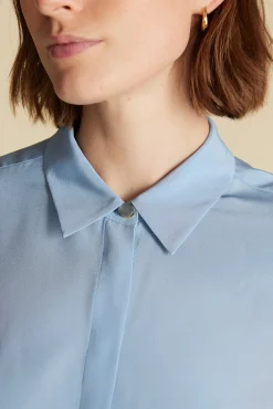 Tops|Blouses & Shirts^Amour Vert Bixby Washable Silk Blouse SkyBlue