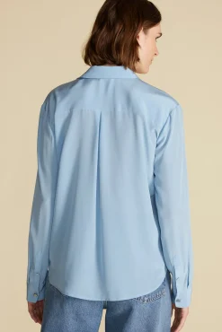 Tops|Blouses & Shirts^Amour Vert Bixby Washable Silk Blouse SkyBlue