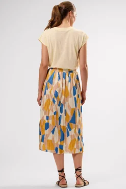 Skirts|Clearance^Amour Vert Blaze Pleated Recycled Sateen Skirt SoniaIndigoBlueMulti